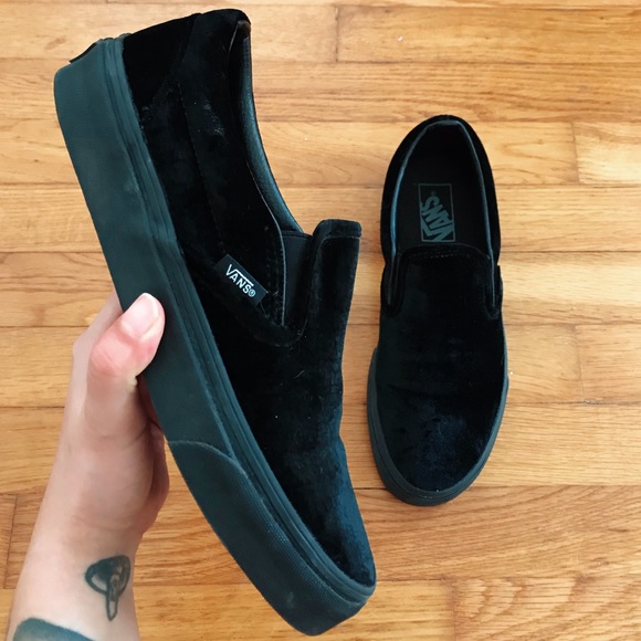 Vans | Shoes | Vans Black Velvet Slip 